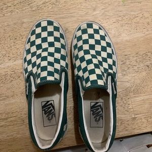 Vans green checkered shoes